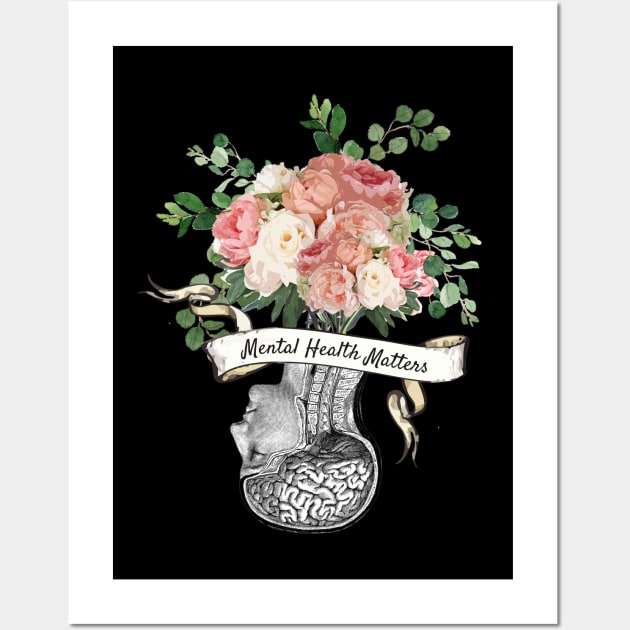 Brain Floral, Mental Health Matters 4 Wall Art by Collagedream